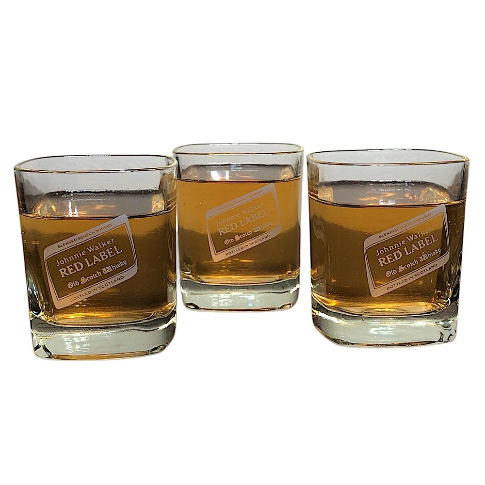 Johnnie Walker Red Label 3 ViTG. Lo-Ball Scotch Old Fashioned Whiskey Glasses